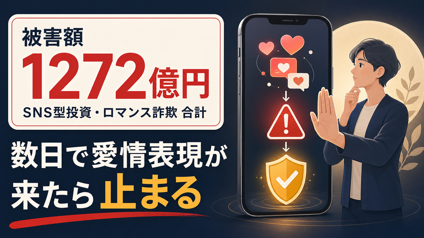 被害額1272億円。数日で愛情表現が来たら、一度止まる——ロマンス詐欺の初期サイン