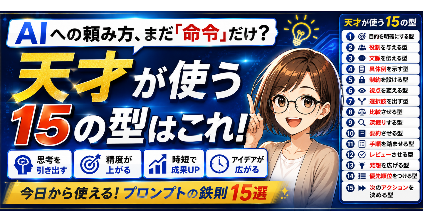 AIへの頼み方、まだ「命令」だけ？　　　　　　天才が使う15の型はこれ！