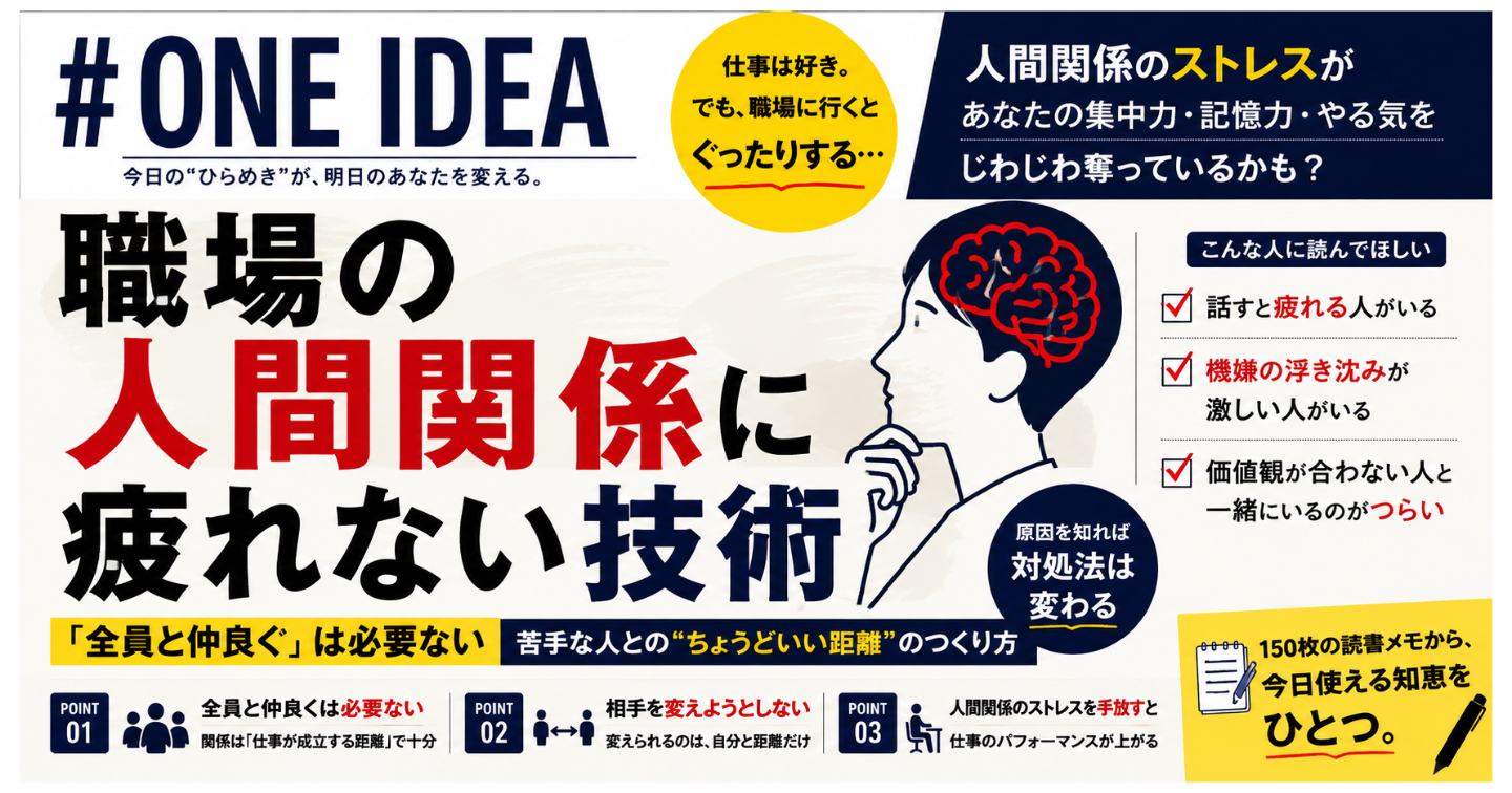 仕事は嫌いじゃない。でも「職場の人間関係」に疲れている人へ
