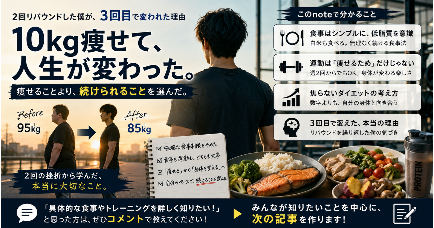 「10kg痩せて2回太り戻った僕が、3度目でやめた”ある思い込み”」