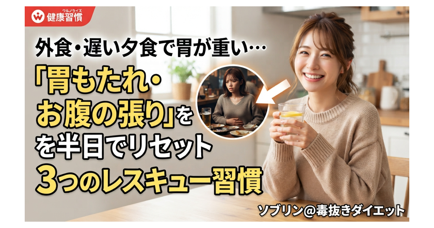 外食・遅い夕食で胃が重い…「胃もたれ・お腹の張り」を半日でリセットする3つのレスキュー習慣