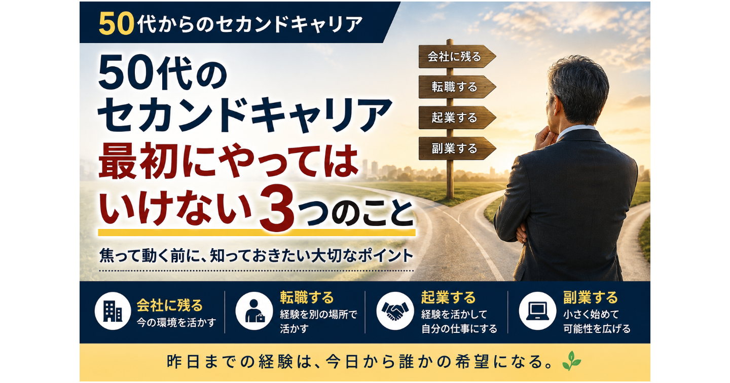 50代のセカンドキャリアで、最初にやってはいけない3つのこと