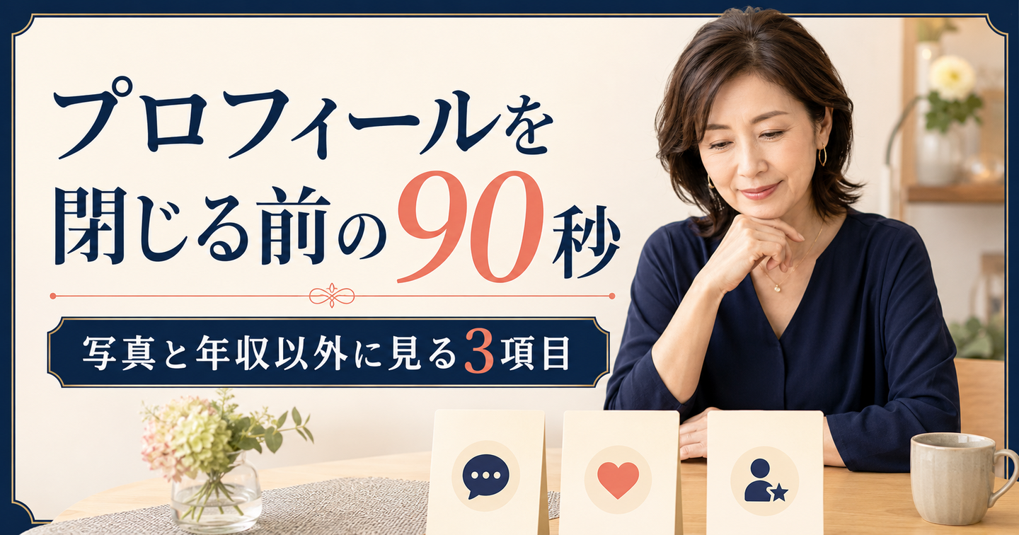 プロフィールを閉じる前の90秒｜写真と年収以外に見る3項目