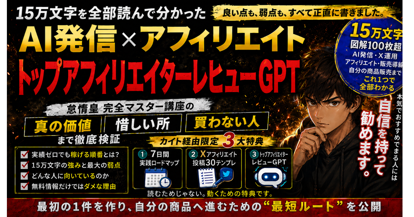 【鬼暴露レビュー】AI発信×アフィリエイト完全マスター講座は本当に買いなのか？15万文字を読んで分かった「本当の価値」
