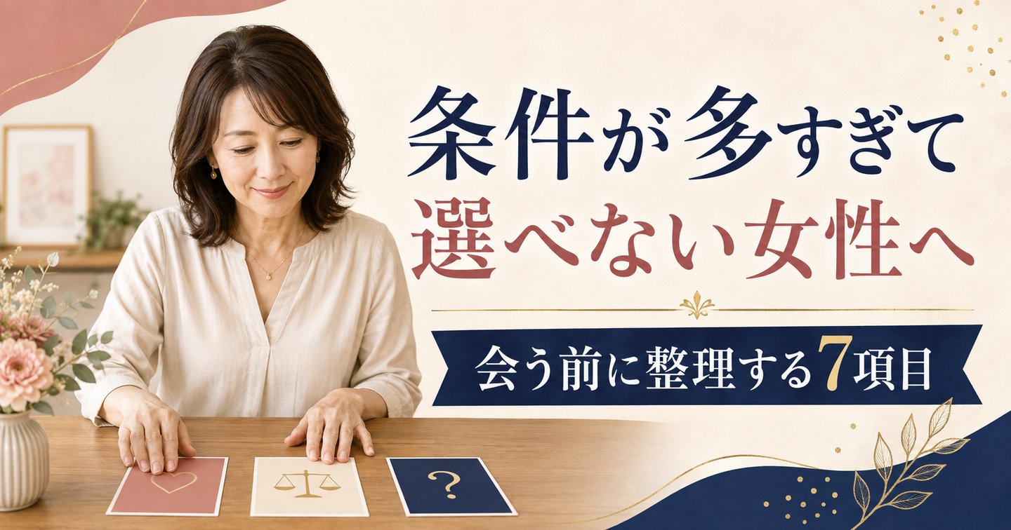 条件が多すぎて選べない女性へ｜会う前に整理する7項目
