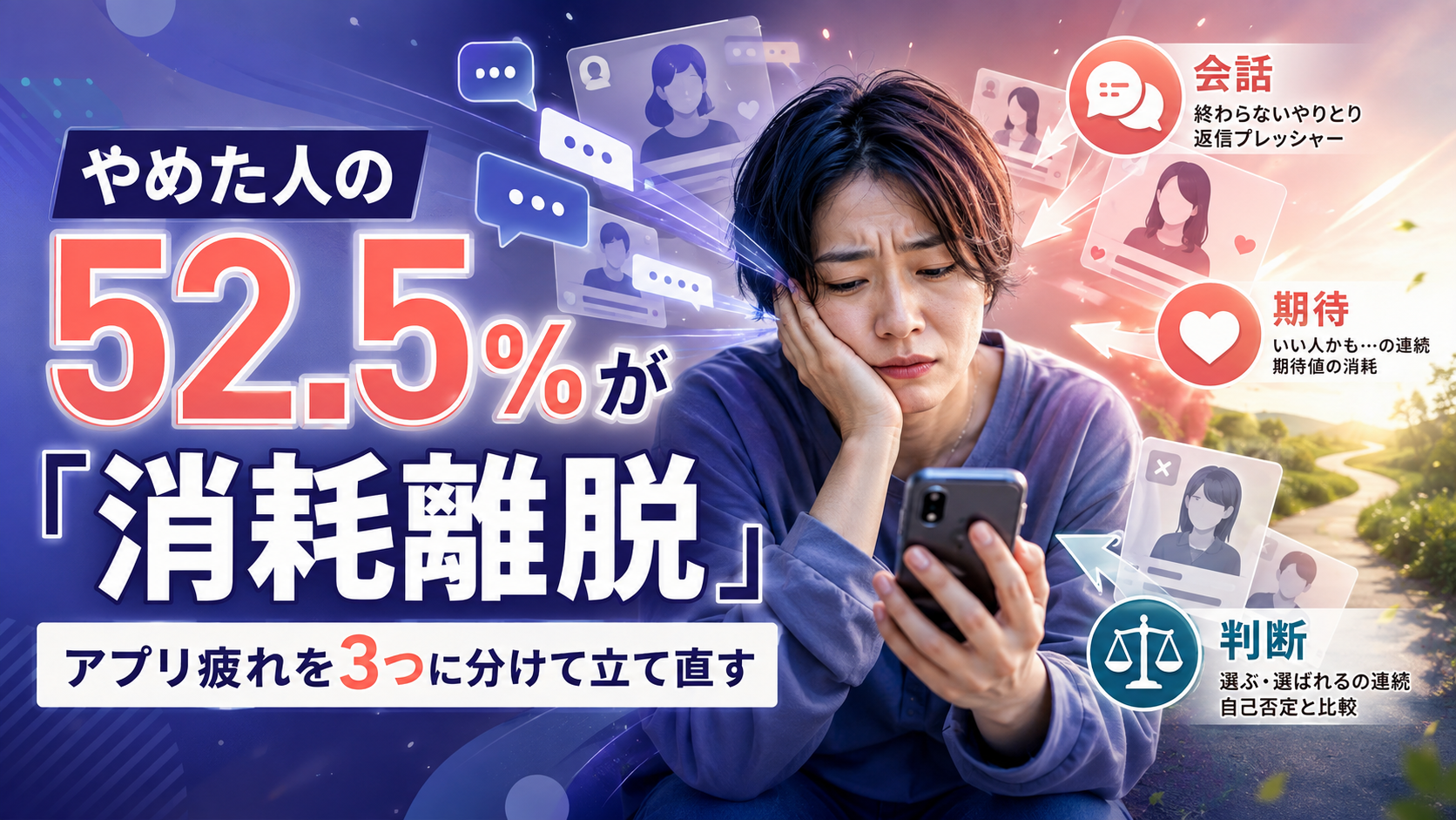 やめた人の52.5％が「消耗離脱」——アプリ疲れを3つに分けて立て直す