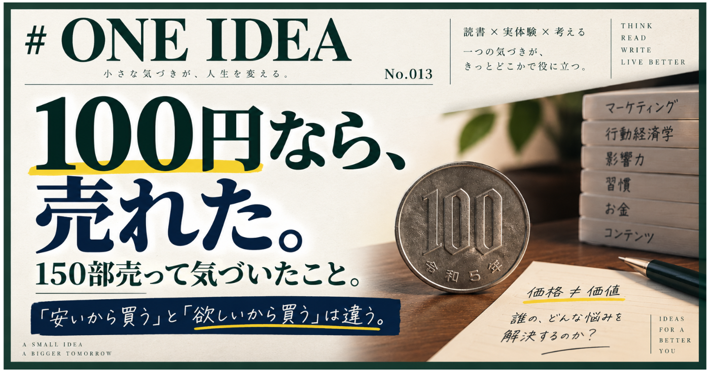 100円なら売れた。でも、それで「売れた」と言っていいのか。