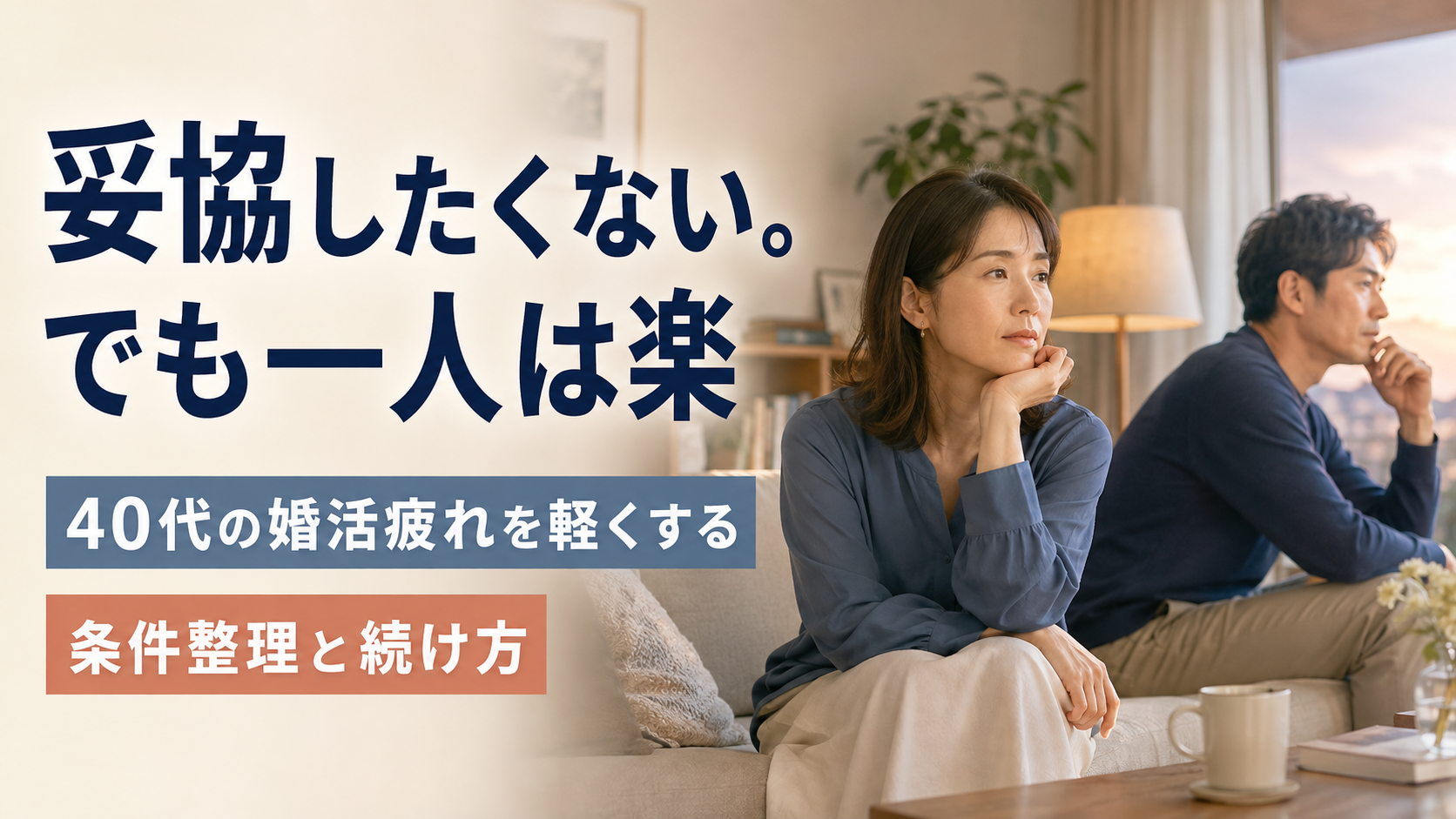 「妥協したくない。でも一人は楽」——40代の婚活疲れを軽くする条件整理と続け方