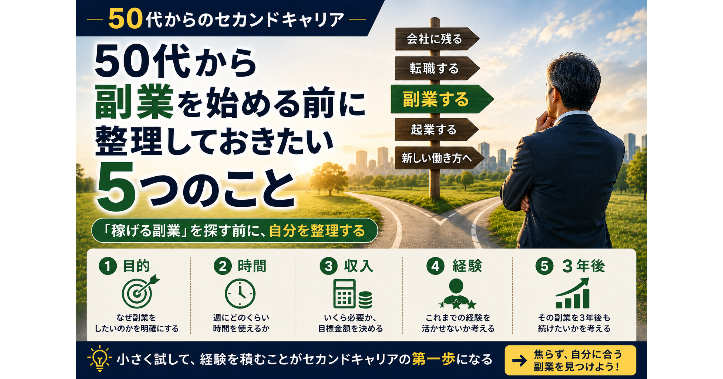 50代から副業を始める前に整理しておきたい5つのこと