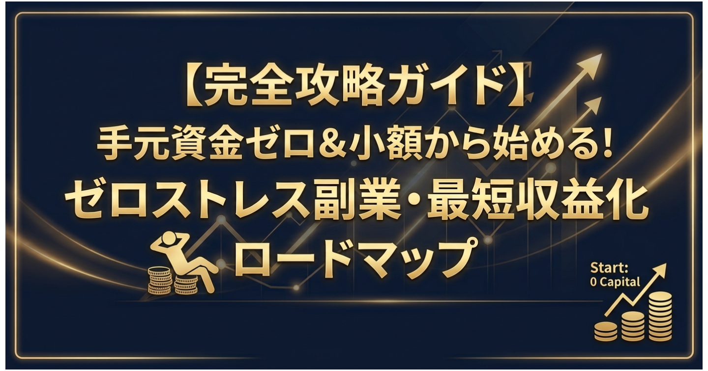 【完全攻略ガイド】手元資金ゼロ＆小額から始める！ゼロストレス副業・最短収益化ロードマップ