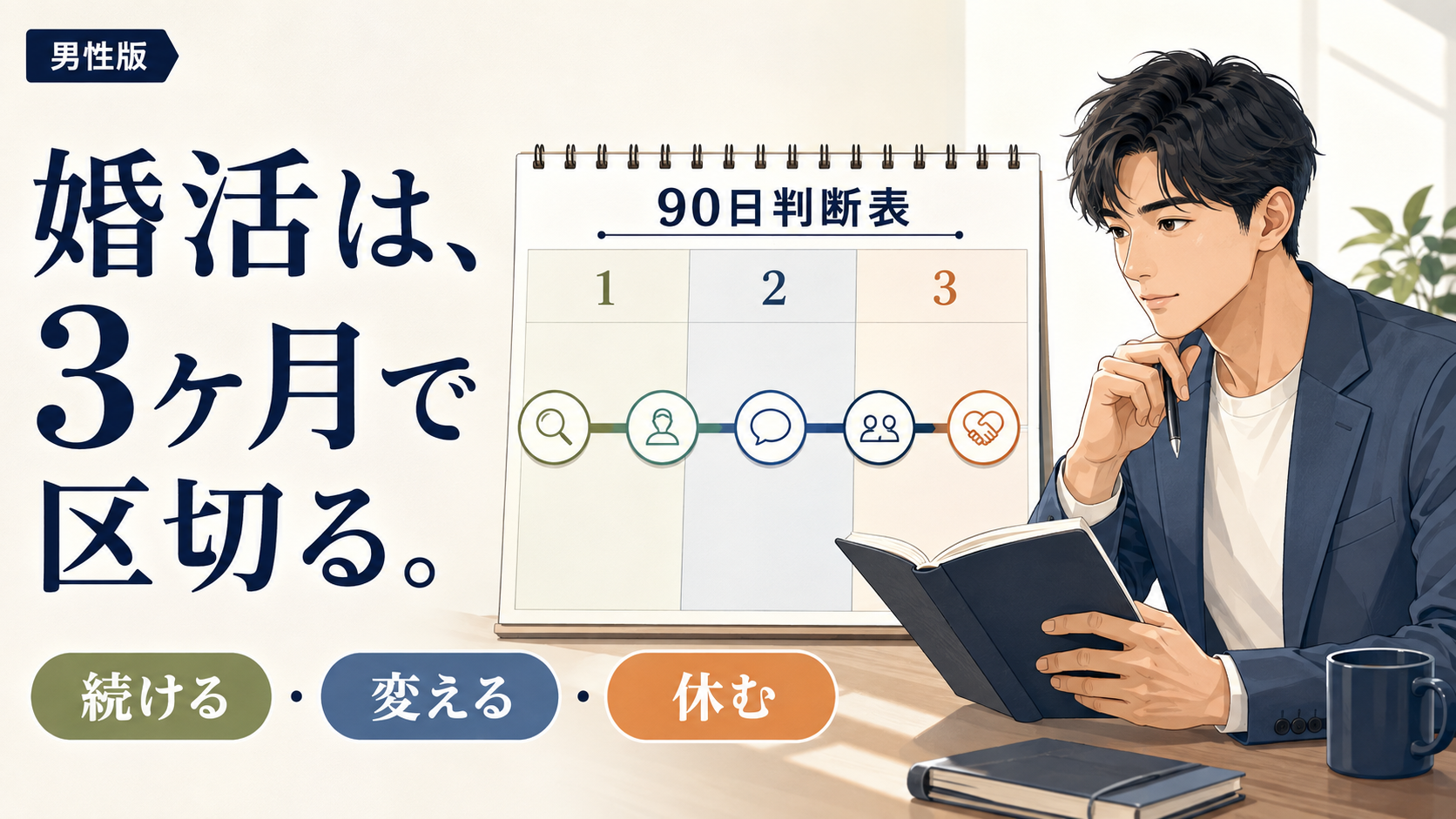 婚活は3ヶ月で区切る【男性版】——時間を無駄にしない「続ける・変える・休む」判断表