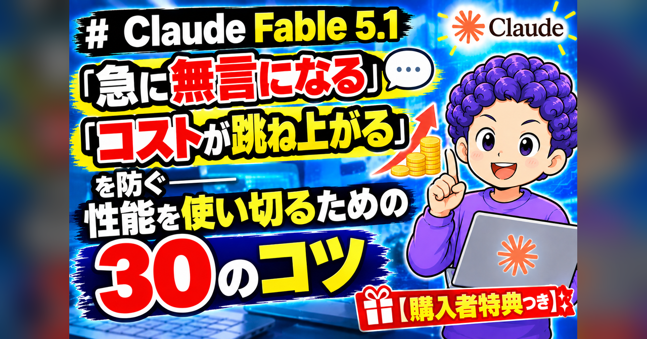 Claude Fable 5.1が「急に無言になる」「コストが跳ね上がる」を防ぐ——性能を使い切るための30のコツ