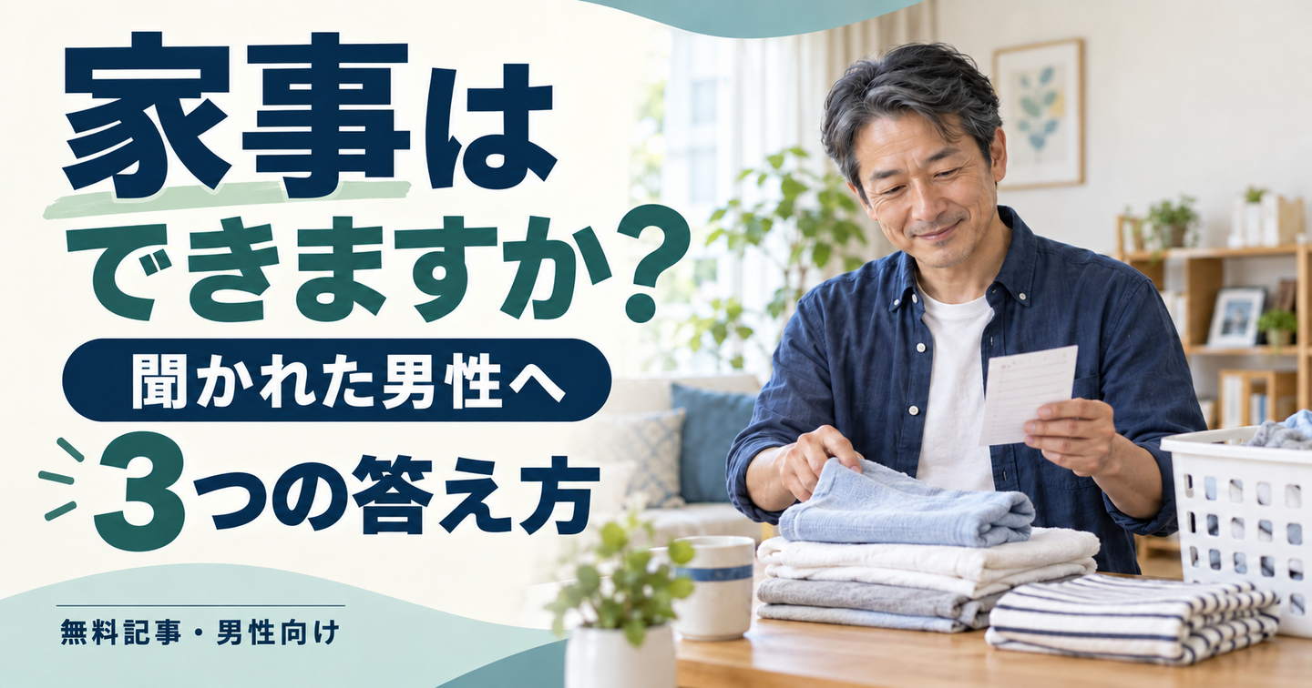 「家事はできますか？」と聞かれた男性へ｜3つの答え方
