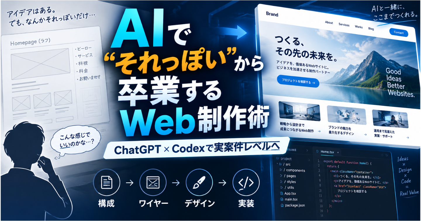 AIでWebサイトを作ってもダサくなる人へ。ChatGPT×Codexで「実案件レベル」まで仕上げるWeb制作術
