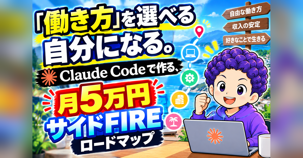 「働き方」を選べる自分になる。Claude Codeで作る、月5万円サイドFIREロードマップ