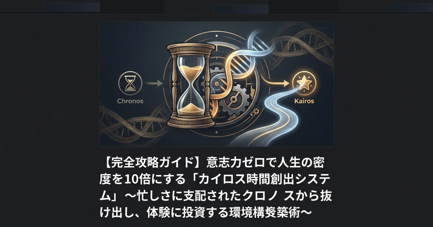 【完全攻略ガイド】意志力ゼロで人生の密度を10倍にする「カイロス時間創出システム」〜忙しさに支配されたクロノスから抜け出し、体験に投資する環