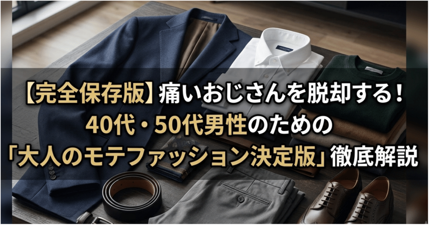 【完全保存版】痛いおじさんを脱却する！40代・50代男性のための「大人のモテファッション決定版」徹底解説