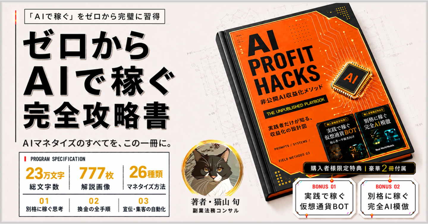 130部突破🎉「AI×副業」を徹底実践。月50万狙うAIマネタイズ完全実践書📖