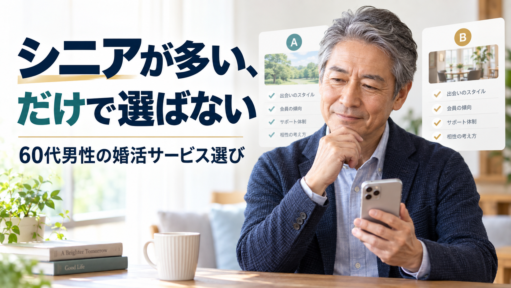 60代男性の婚活は「シニアが多い」だけで選ばない——実際につながるサービスの見分け方