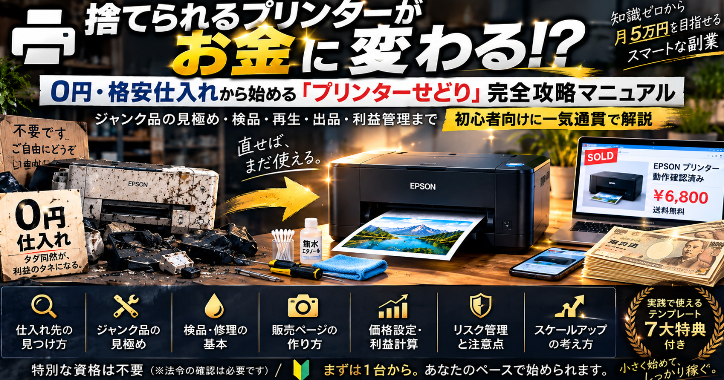 🖨️0円仕入れから始めるプリンターせどり完全実践ガイド