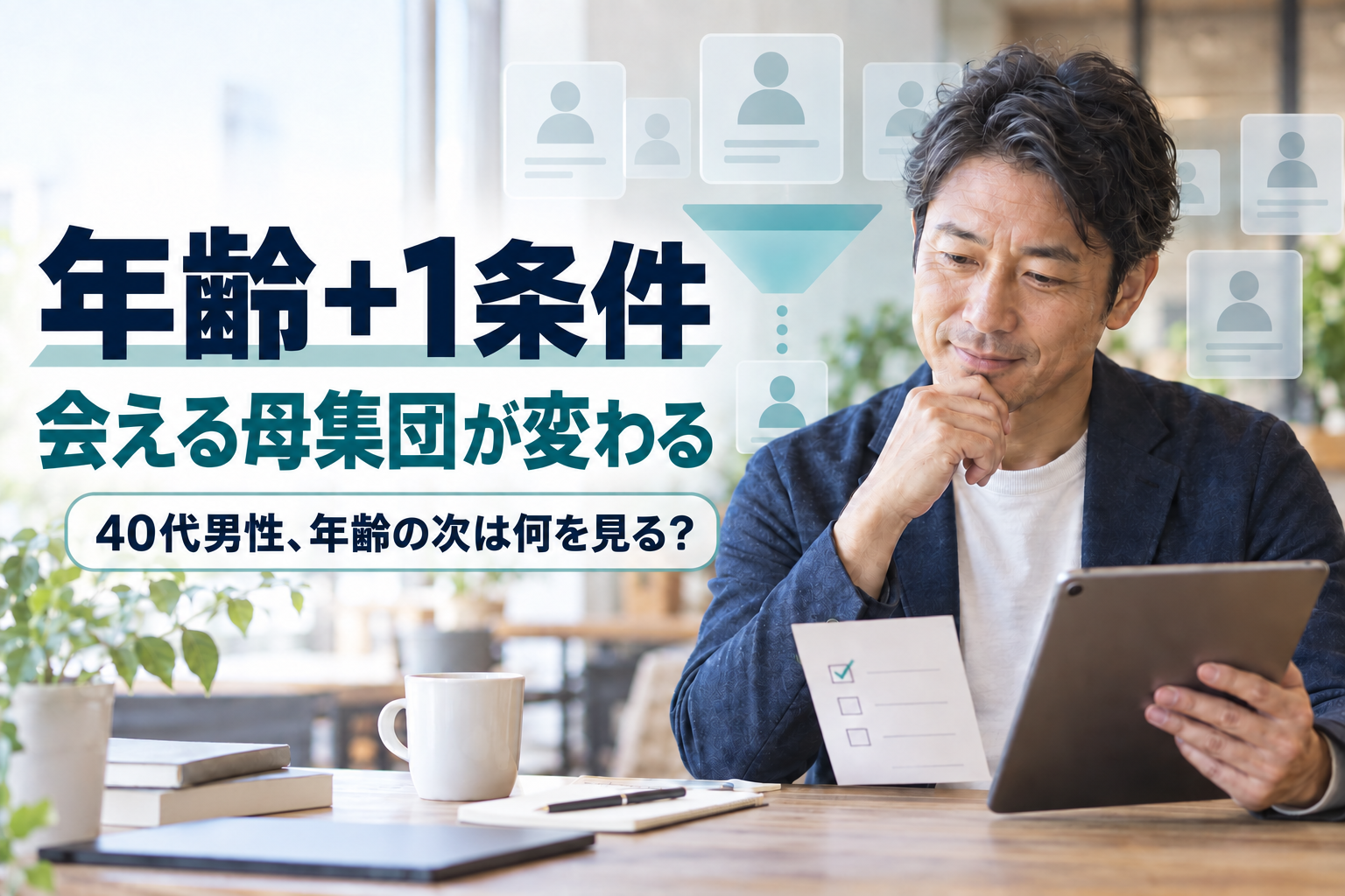 年齢だけで探すと、婚活の母集団はぼやける——40代男性が最初に足すべき「1条件」
