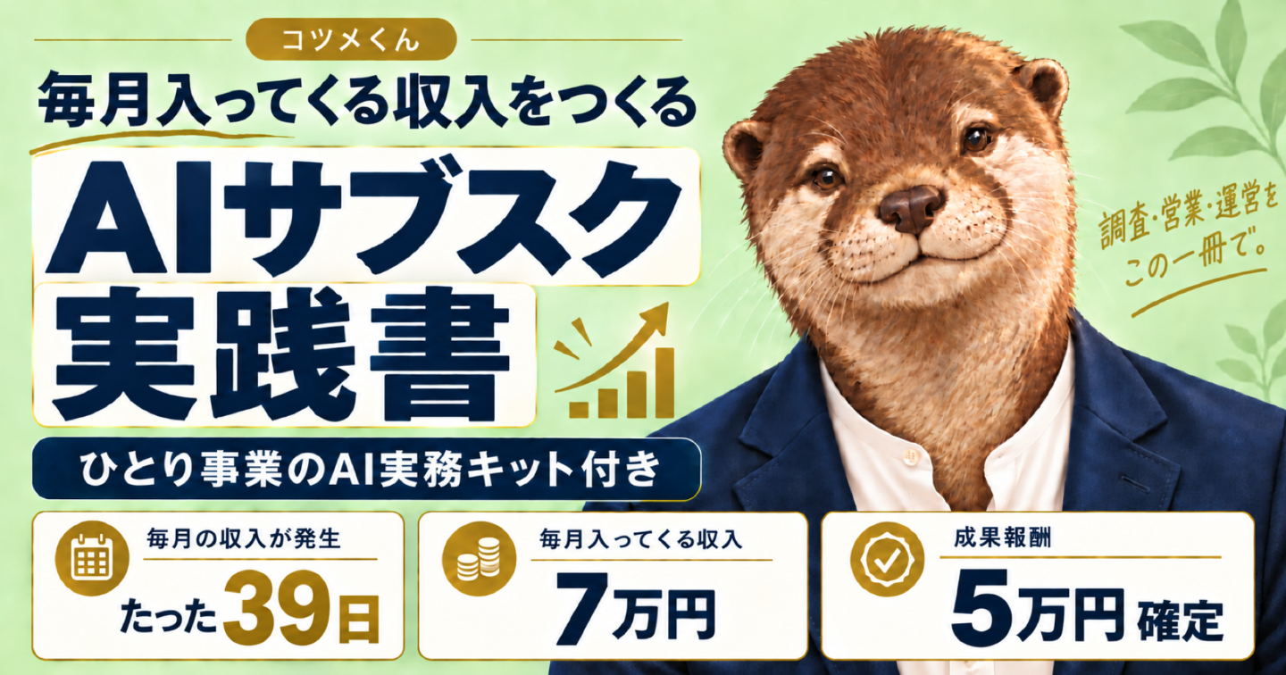 【AIサブスク】たった39日で、毎月入ってくる収入ができた｜現在は毎月7万円・ひとり事業のAI実務キット付き