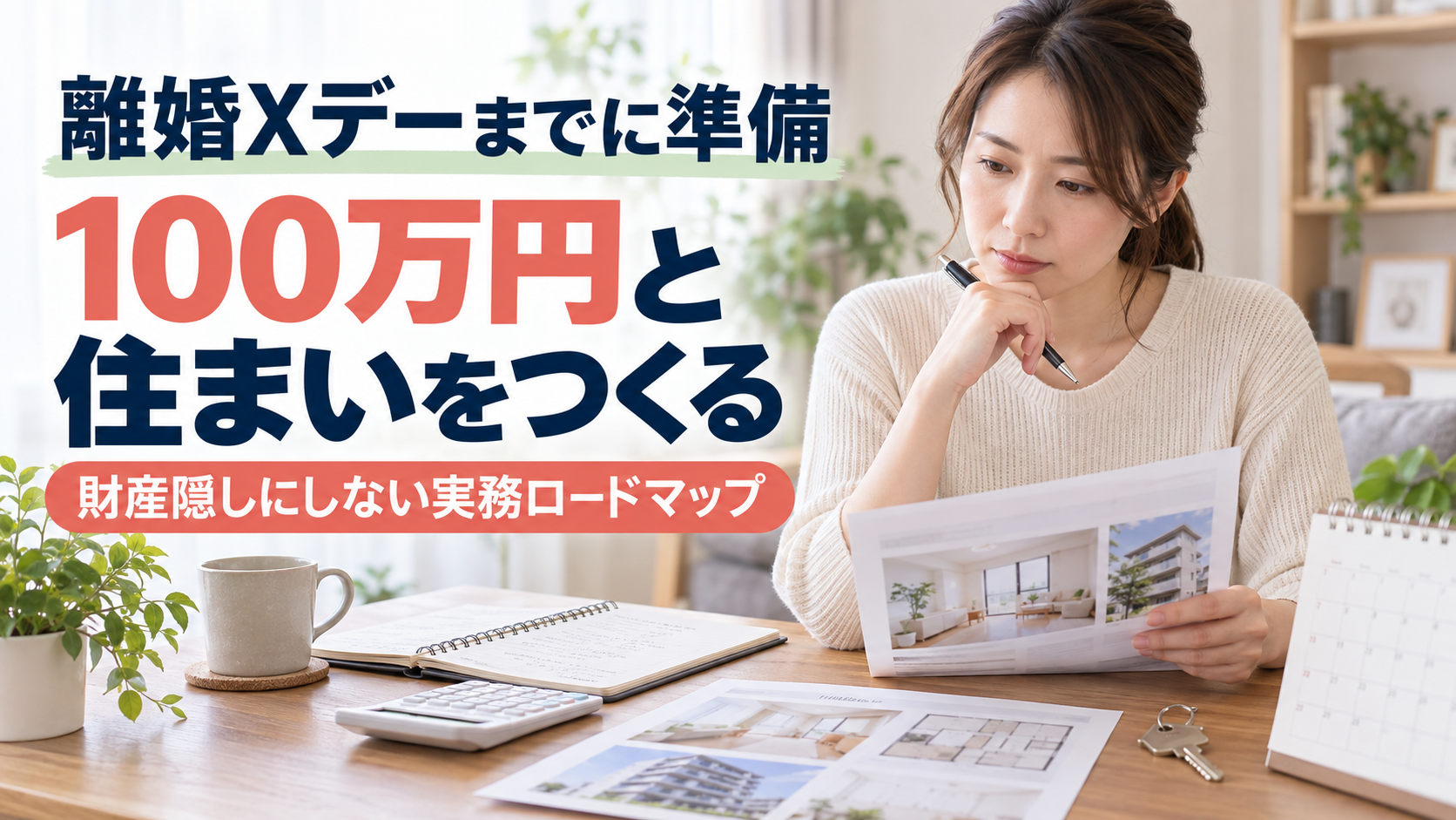 離婚Xデーまでに100万円をつくる——財産隠しにしない「準備資金」と住まい確保の実務ロードマップ