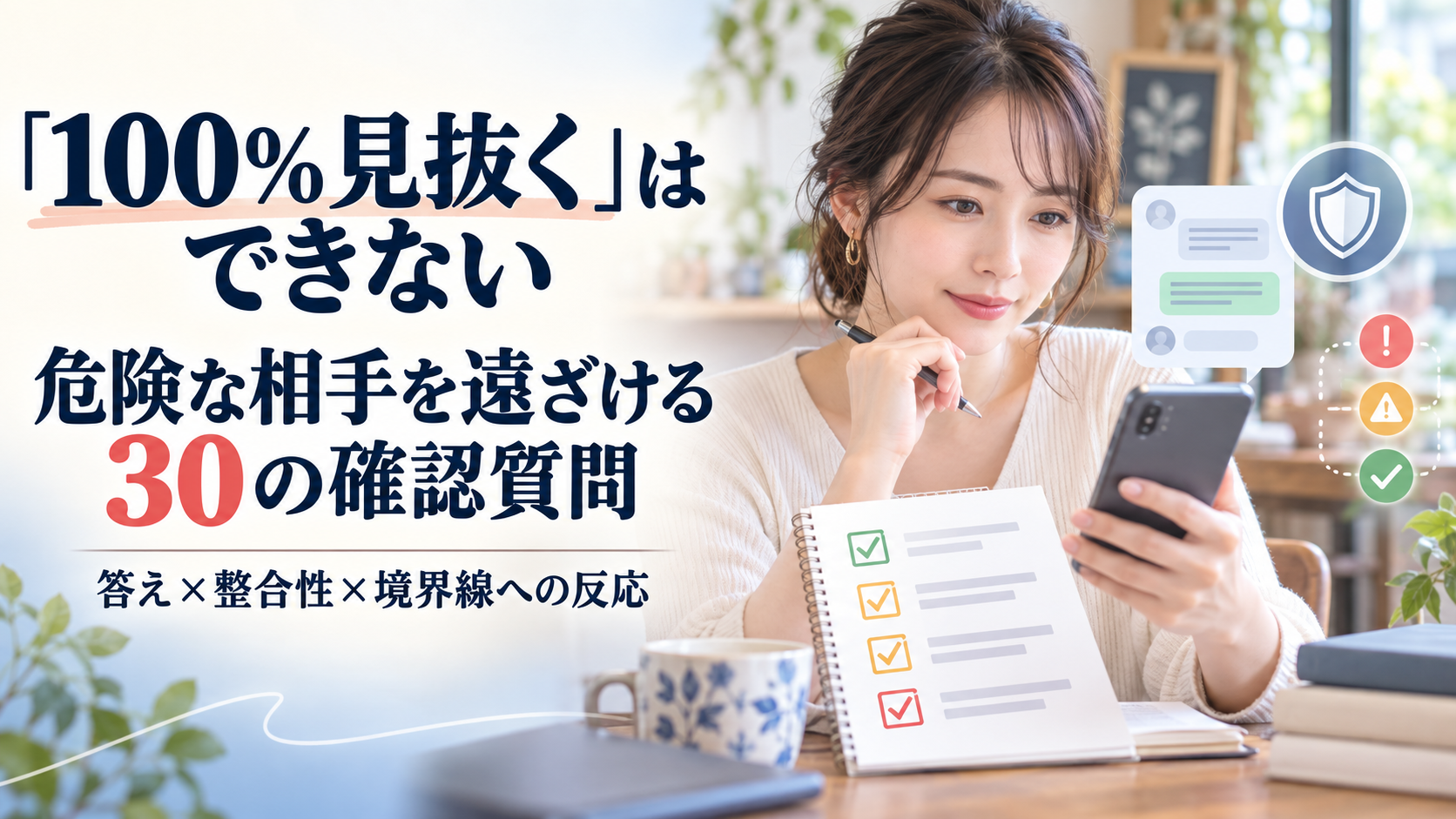 「100％見抜く」はできない——ヤリモク・既婚者・危険な相手を遠ざける30の確認質問と判定マニュアル