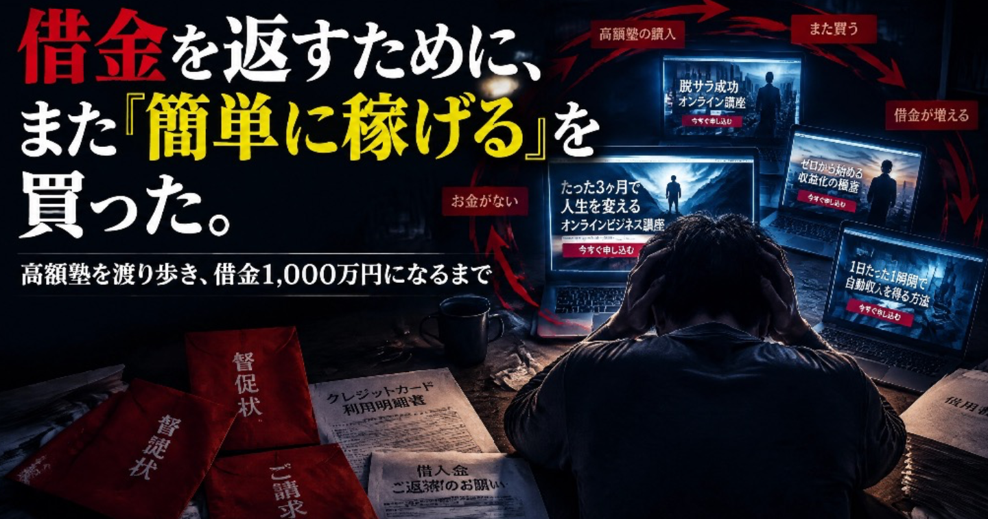 「借金を返すために、また『簡単に稼げる』を買った。高額塾を渡り歩き、借金1,000万円になるまで」