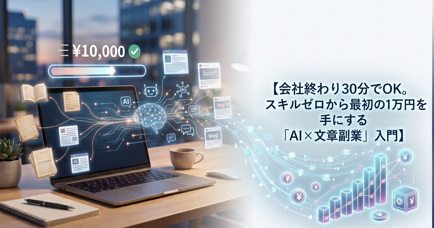 会社終わり30分でOK。スキルゼロから最初の1万円を手にする「AI×文章副業」入門