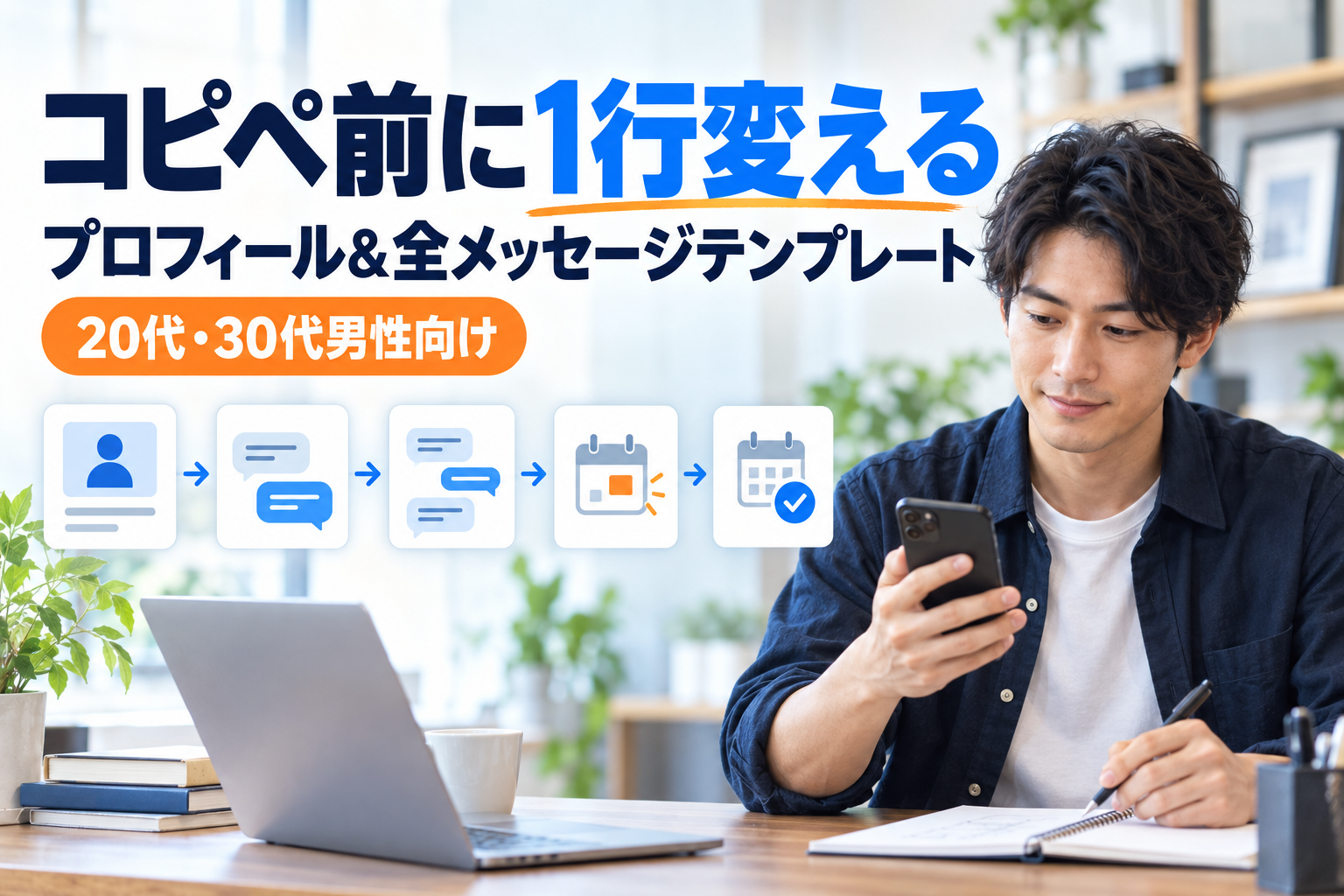 【男性向け】コピペ前に1行変える——週3件のデート機会を目標にするプロフィール＆全メッセージテンプレート