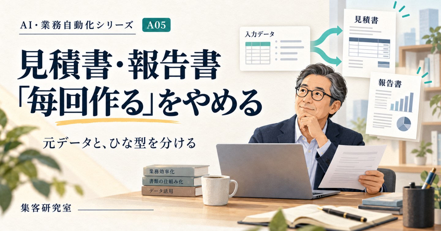 見積書・報告書。「毎回作る」をやめる方法