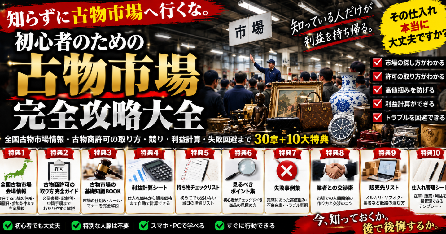知らずに古物市場へ行くな。初心者のための古物市場完全攻略大全