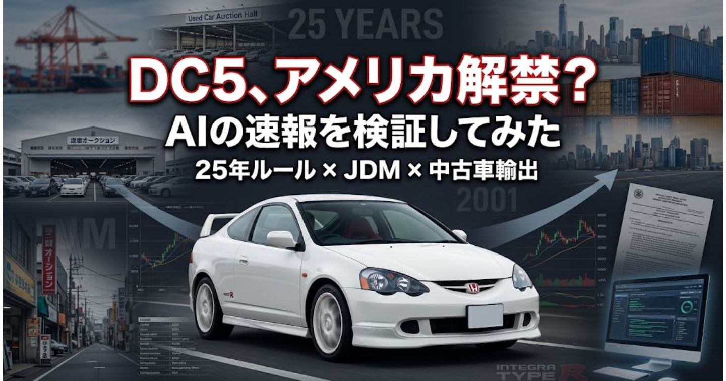 AIが「DC5インテグラ、アメリカ解禁で価格暴騰」と言ってきた。ほんまか？｜25年ルールを一から検証する