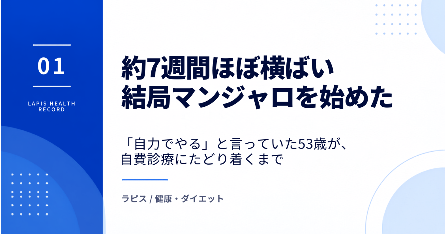 53歳、約7週間記録しても体重はほぼ横ばい。「自力でやる」と言っていた私が、マンジャロを始めるまで