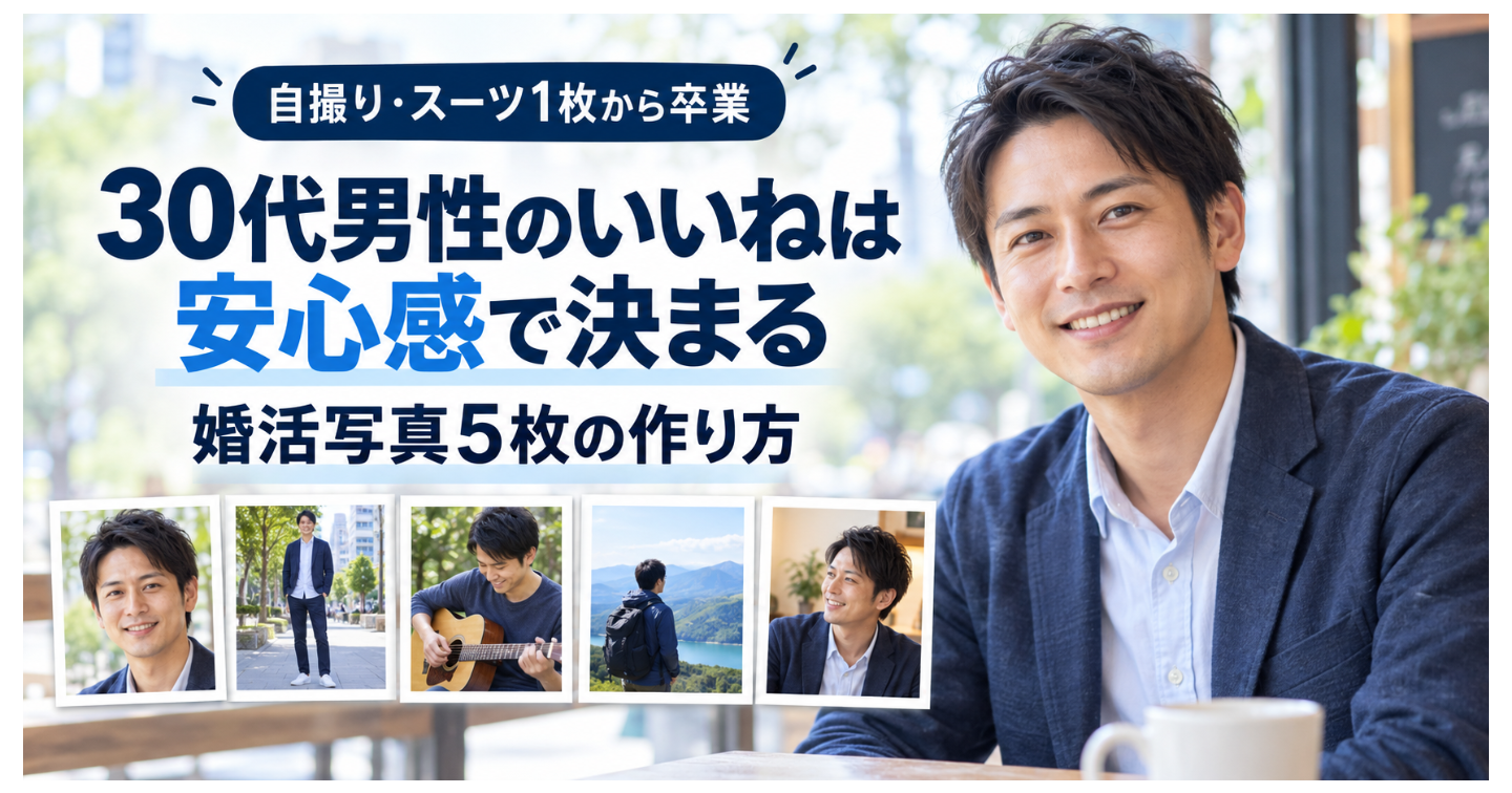 30代男性のいいねは「安心感」で決まる——婚活写真5枚の作り方