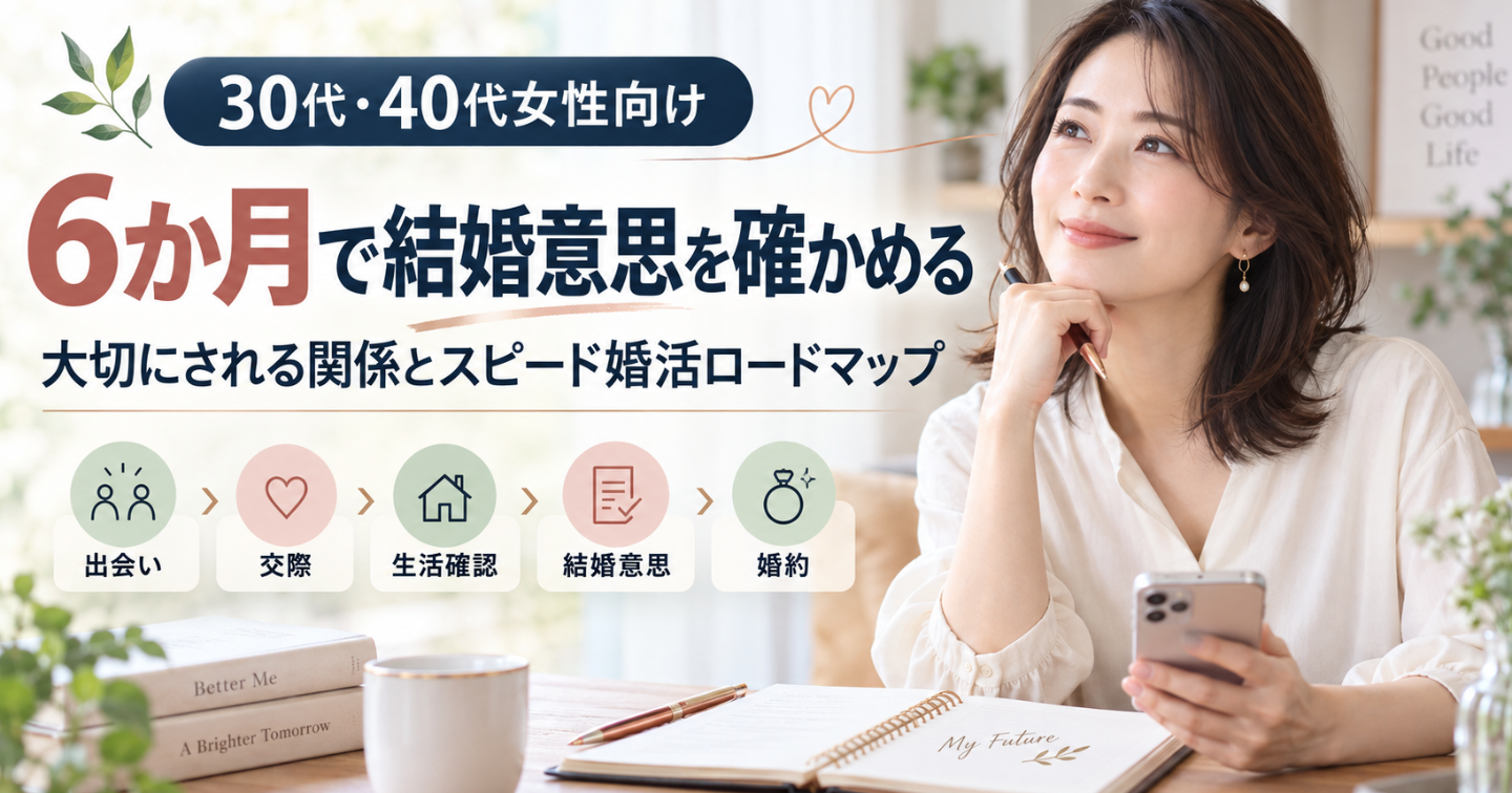 【アラサー・アラフォー女性向け】6か月で結婚意思を確かめる——大切にされる関係とスピード婚活ロードマップ