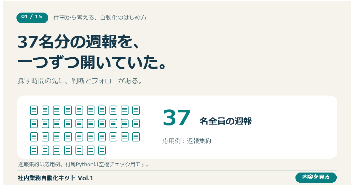 週報確認の負担を整理する｜集める作業と判断する仕事