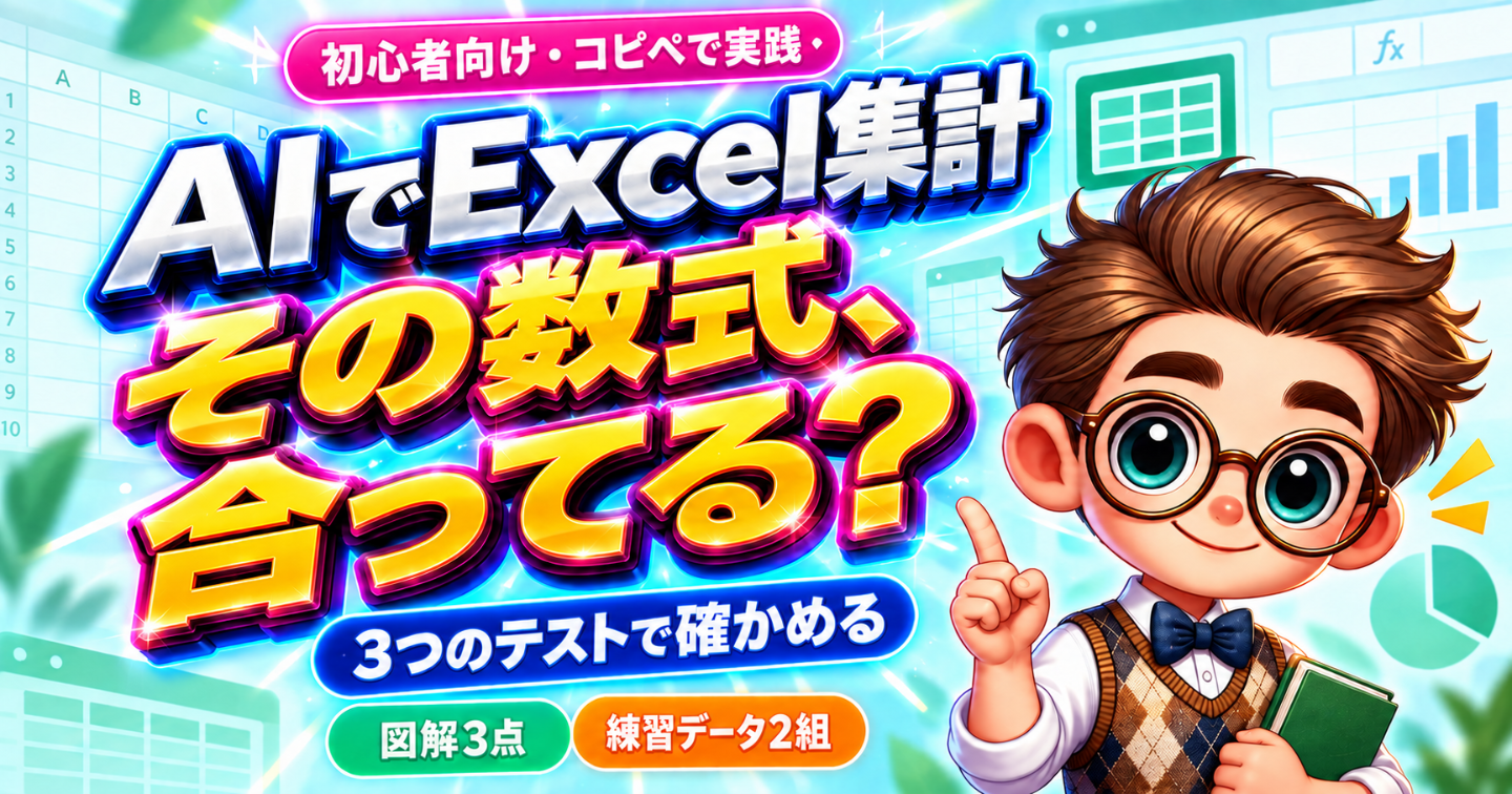 AI×Excel｜コピペで作って3テストで確かめる集計入門