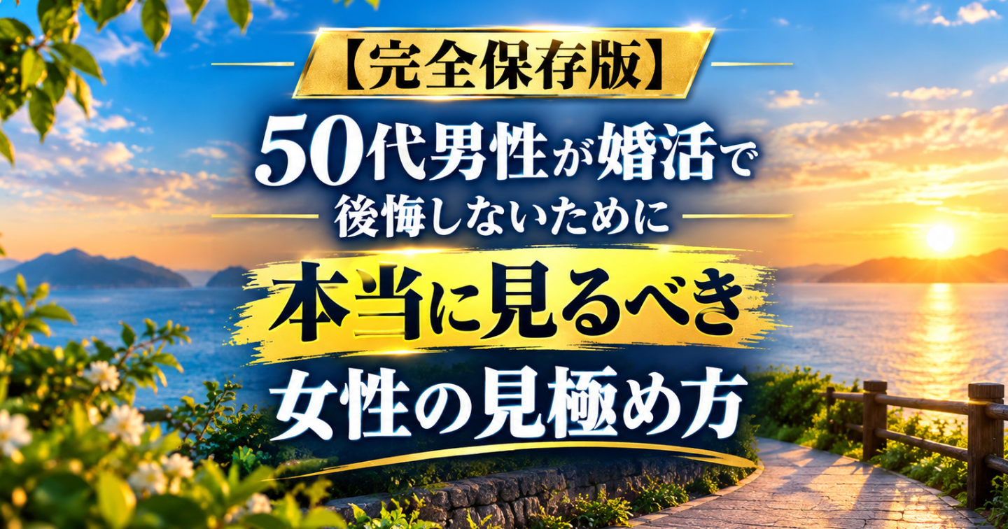【完全保存版】50代男性が婚活で後悔しないために｜本当に見るべき女性の見極め方