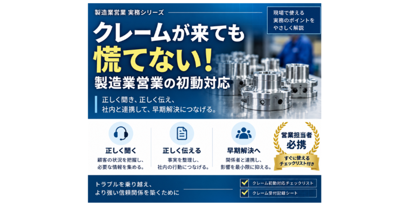 「クレームが来ても慌てない！製造業営業の初動対応」