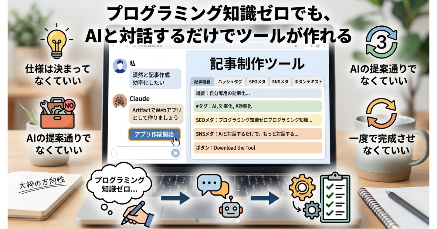 プログラミング知識ゼロでも、AIと対話するだけでツールが作れる