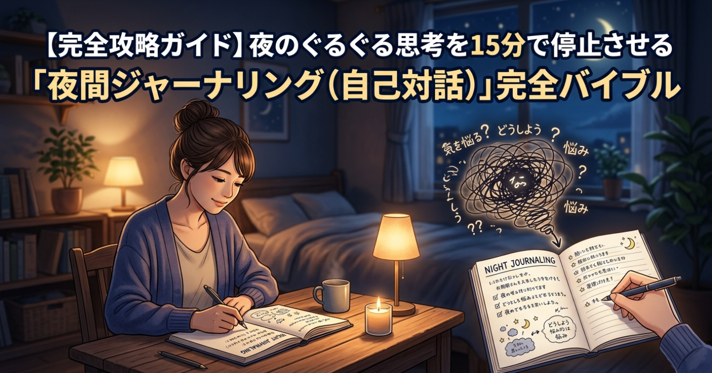 【完全攻略ガイド】夜のぐるぐる思考を15分で停止させる「夜間ジャーナリング（自己対話）」完全バイブル