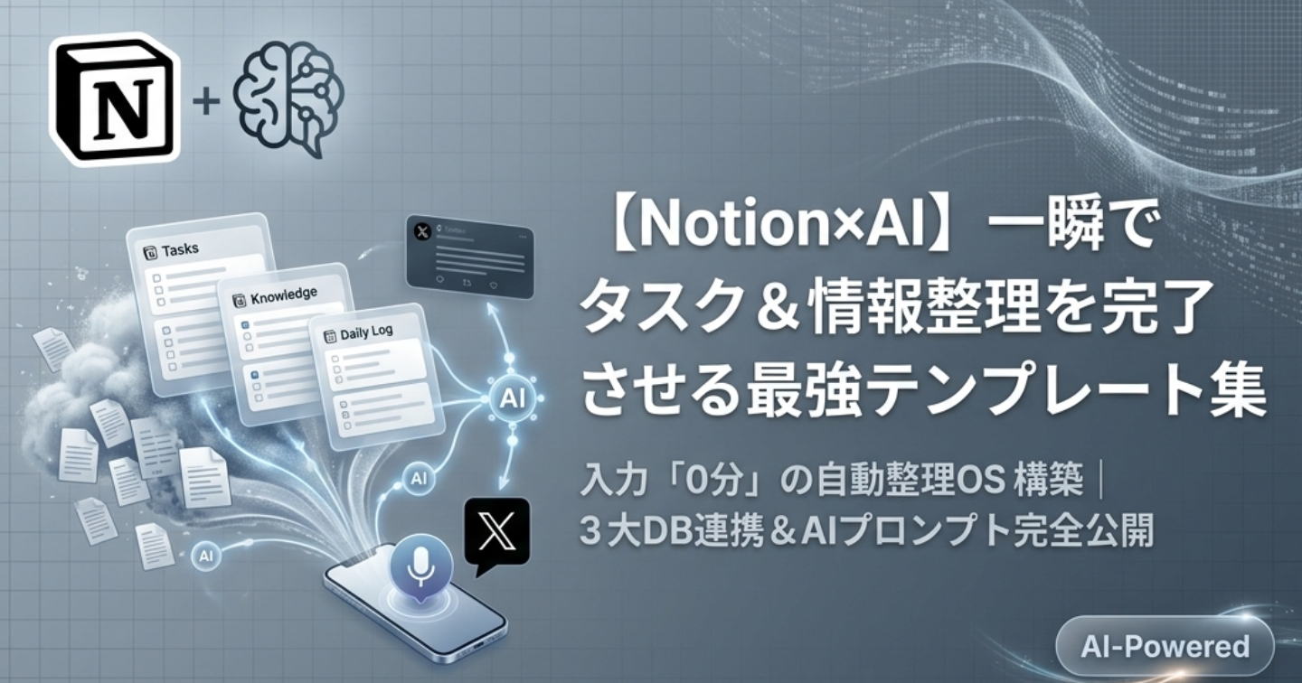 【Notion×AI】一瞬でタスク＆情報整理を完了させる最強テンプレート集