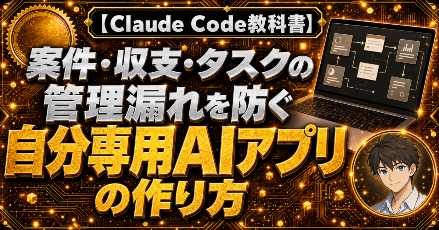 【Claude Code教科書】案件・収支・タスクの管理漏れを防ぐ自分専用AIアプリの作り方