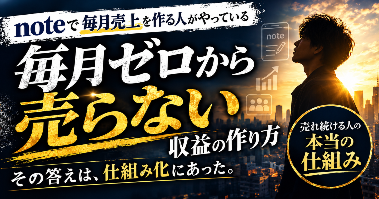 【保存版】noteで毎月売上を作る人がやっている「仕組み化」｜毎月ゼロから売らない収益の作り方