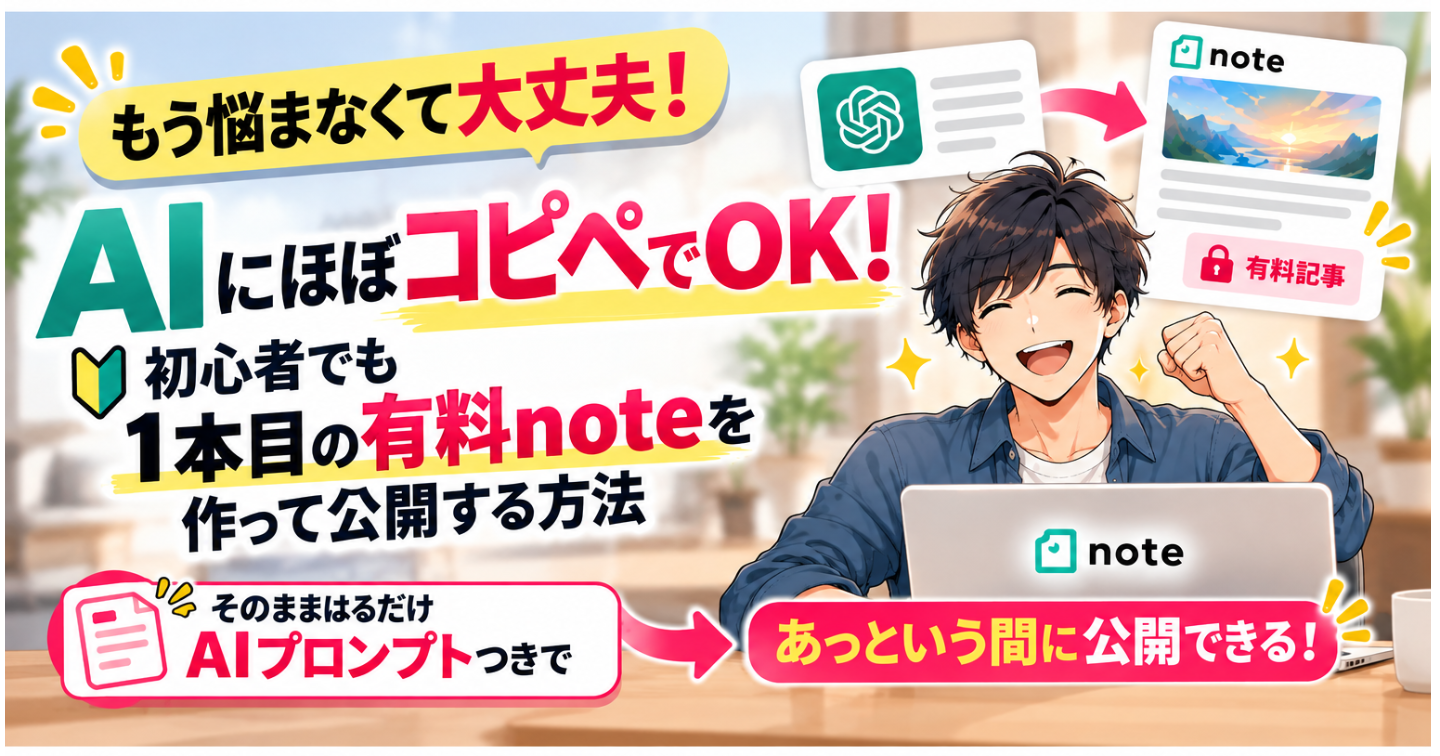 AIにほぼコピペでOK！初心者でも1本目の有料noteを作って公開する方法