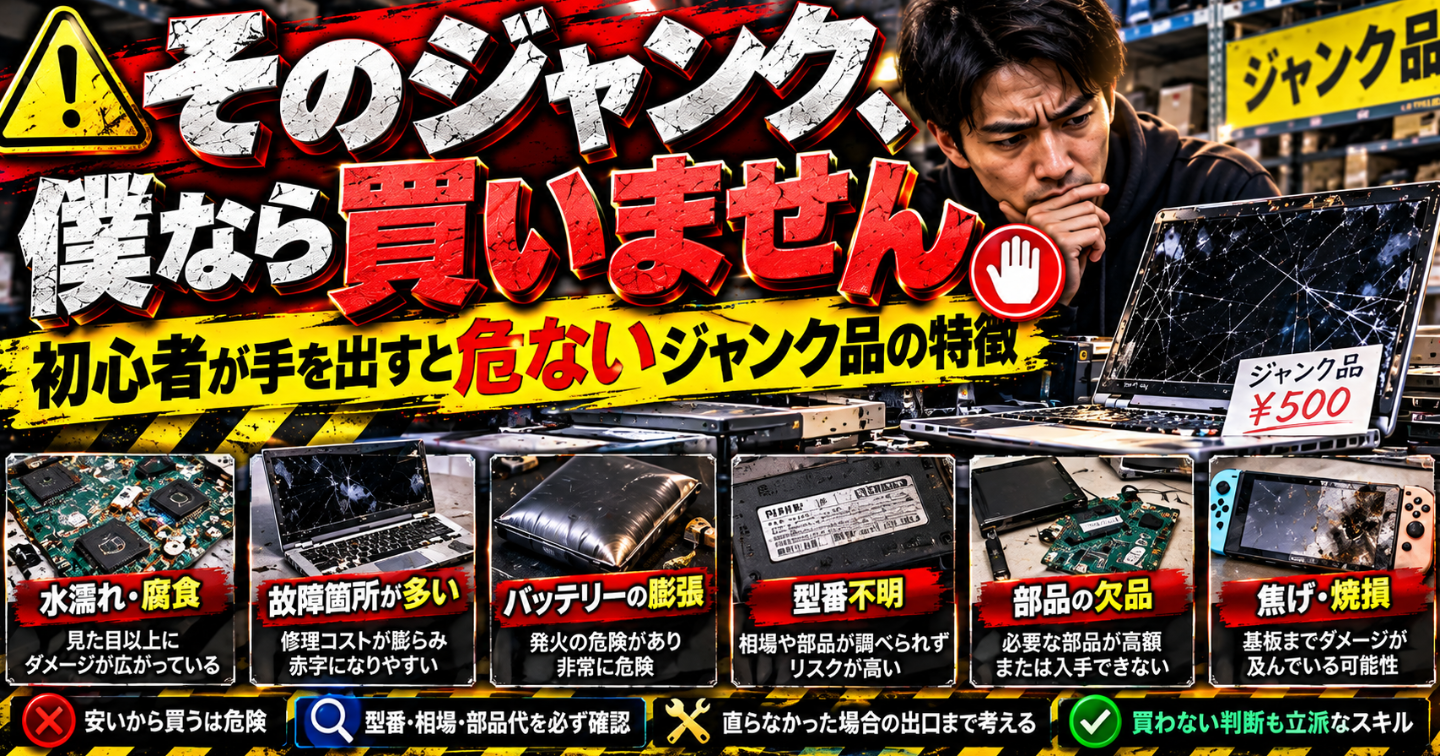 🚨 そのジャンク、僕なら買いません｜初心者が手を出すと危ないジャンク品の特徴