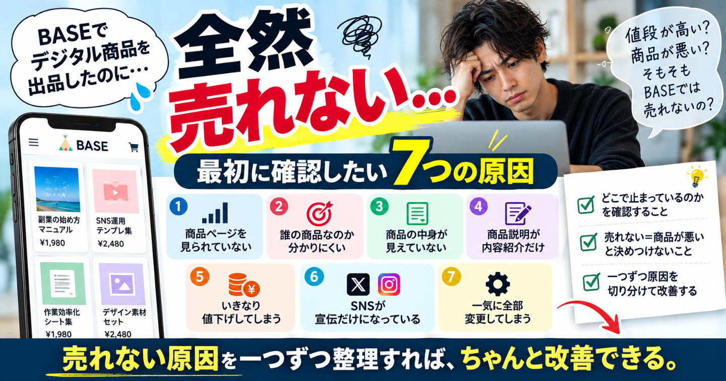 BASEでデジタル商品を出品したのに売れない…最初に確認したい7つの原因