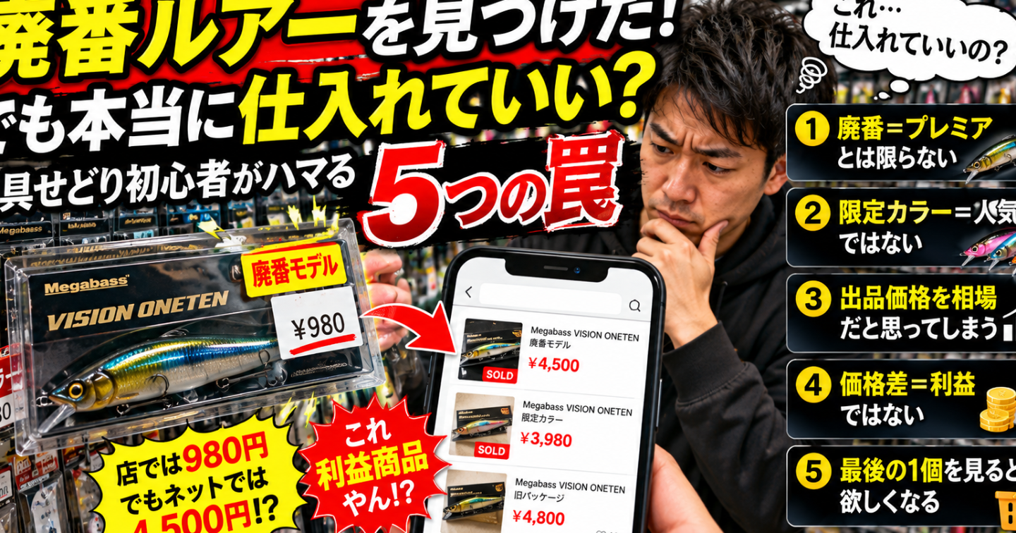 🎣 「廃番ルアーを見つけた！でも本当に仕入れていい？」釣具せどり初心者がハマる5つの罠